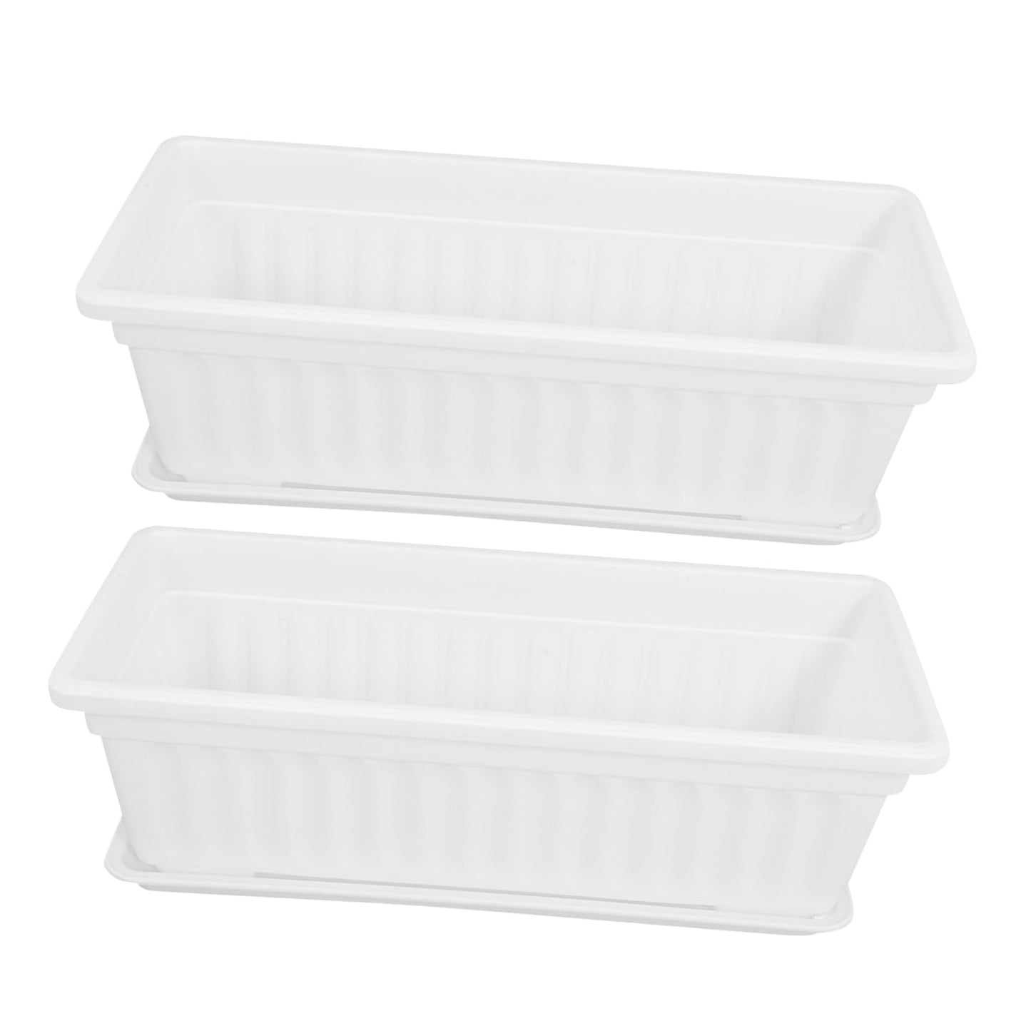 DOITOOL 2pcs Rectangular Plastic with Saucers Versatile Pots for Indoor and Outdoor Use Ideal for Vegetables and Flowers for Windowsills Patios and Gardens
