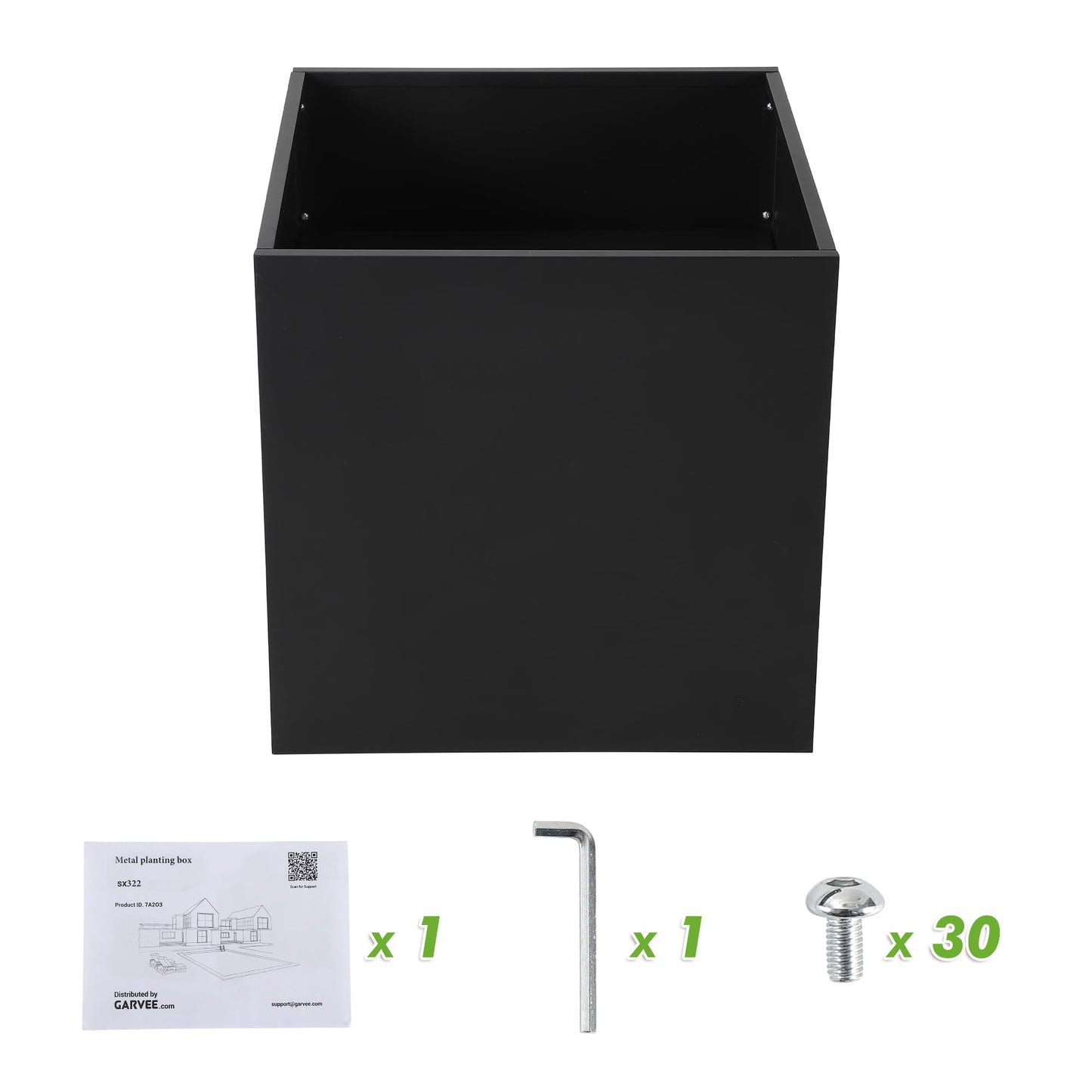 Takywep Large Metal Planter Box, 26" L x 26" W x 26" H, Black Heavy Duty Steel Square Outdoor Patio Garden Planter Box, with Drainage Hole and Removable Insert Shelf for Tall Plants Flowers Trees