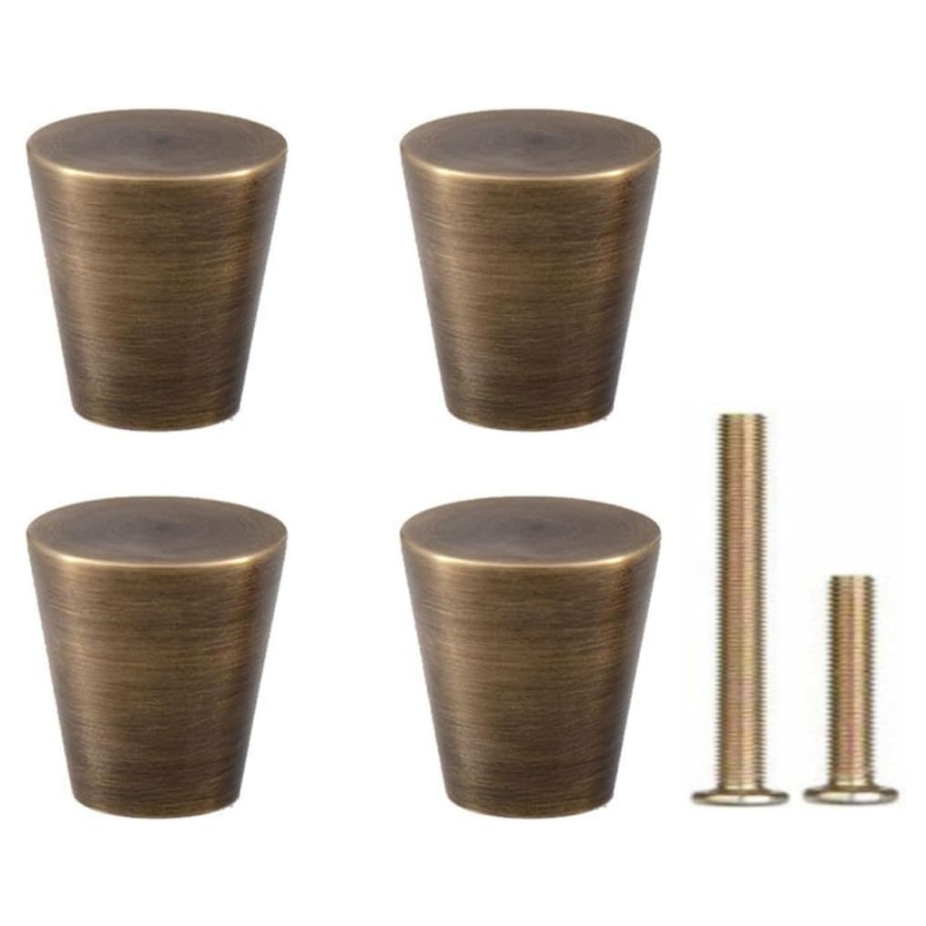 RZDEAL 4Pcs 0.79"x0.98" Antique Bronze Mid Century Drawer Knobs Solid Brass Vintage Cone Cabinet Shoe Book Drawer Knob Handle (Bronze)