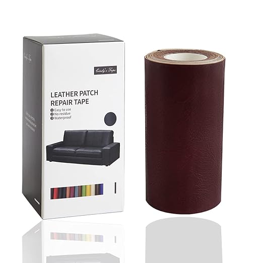 Leather Repair Tape kit Self Adhesive Patch Heavy Duty, Retro Claret 4x60 inch