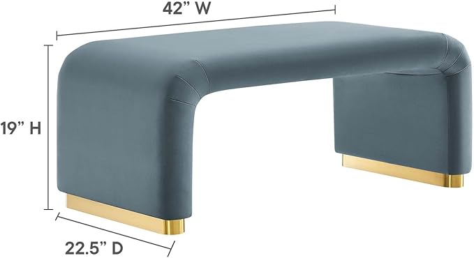 Modway EEI-6735-BRA-CAB Koda Performance Velvet Waterfall Ottoman, Brass Cadet