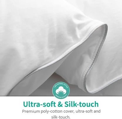 APSMILE Luxurious Feather Down Fibers Comforter Twin Size All Seasons Duvet Insert - Ultra-Soft High Fill-Power Hotel Collection Comforter, 34 Oz Fluffy Medium Warmth, (68"x90", Solid White)