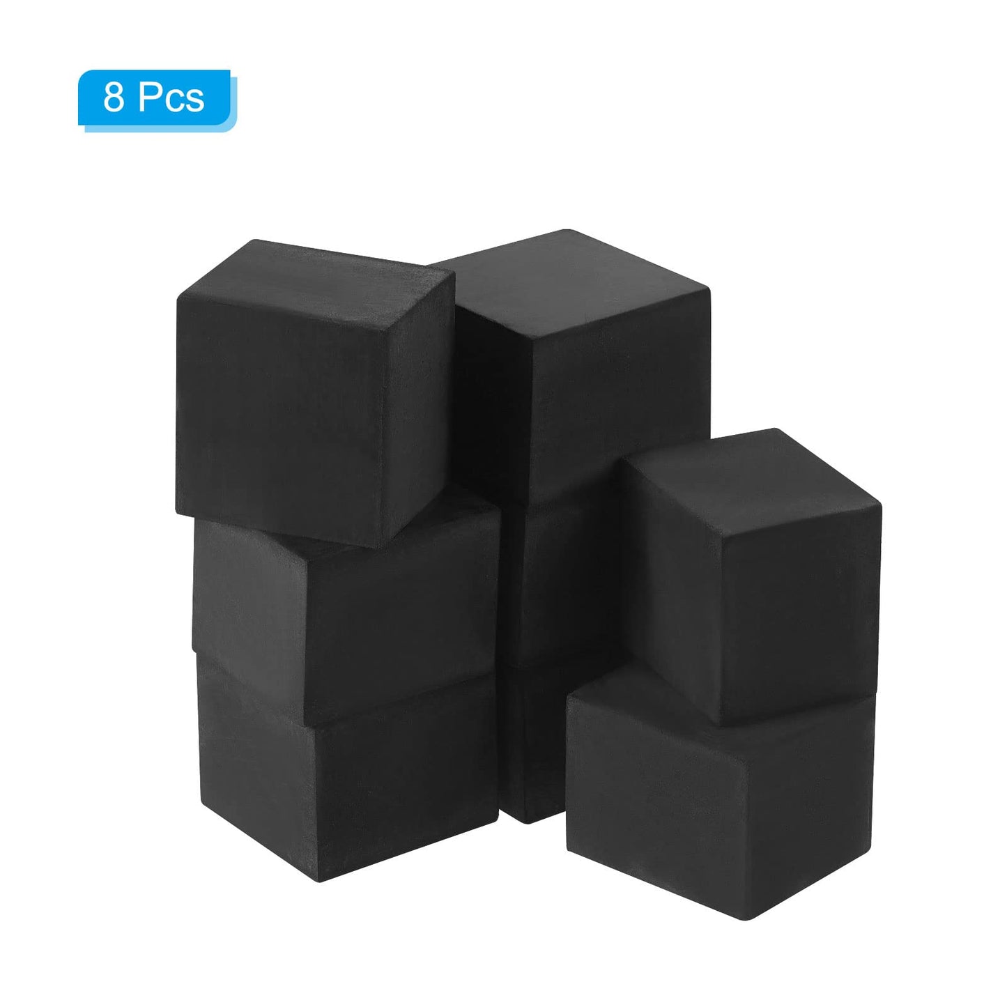 PATIKIL Plant Pot Feet 2x2x1.6 Inch, 8 Pack Invisible Riser Rubber Square for Outdoor Garden Patio Deck Flower Planters, Black