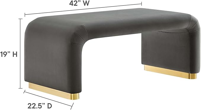 Modway EEI-6735-BRA-STG Koda Performance Velvet Waterfall Ottoman, Brass Storm