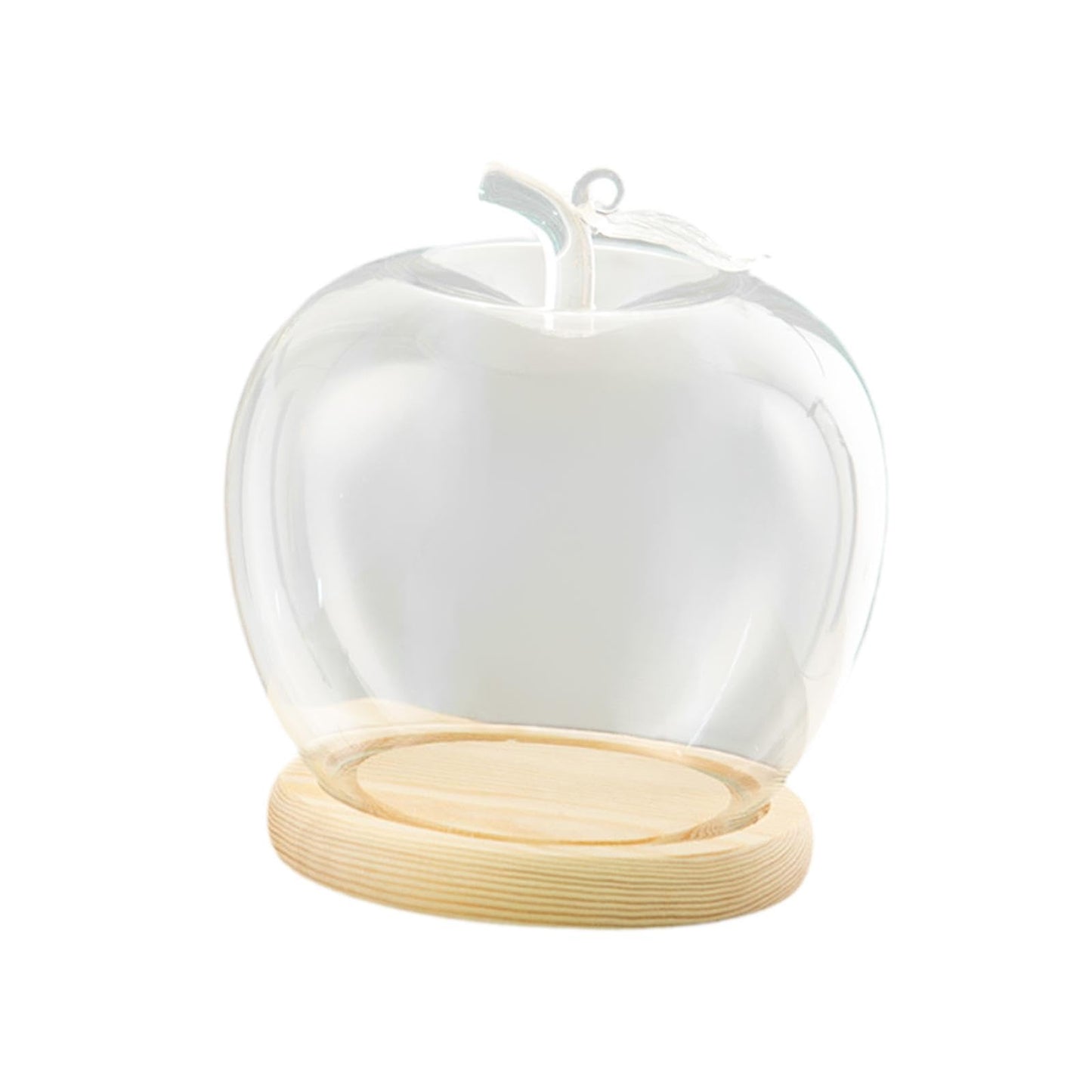 Clear Glass Dome Jar with Wooden Base Decorative DIY Flower Craft Tabletop Display Dia 3.5inch for Home Decor Valentine's Day, Beige