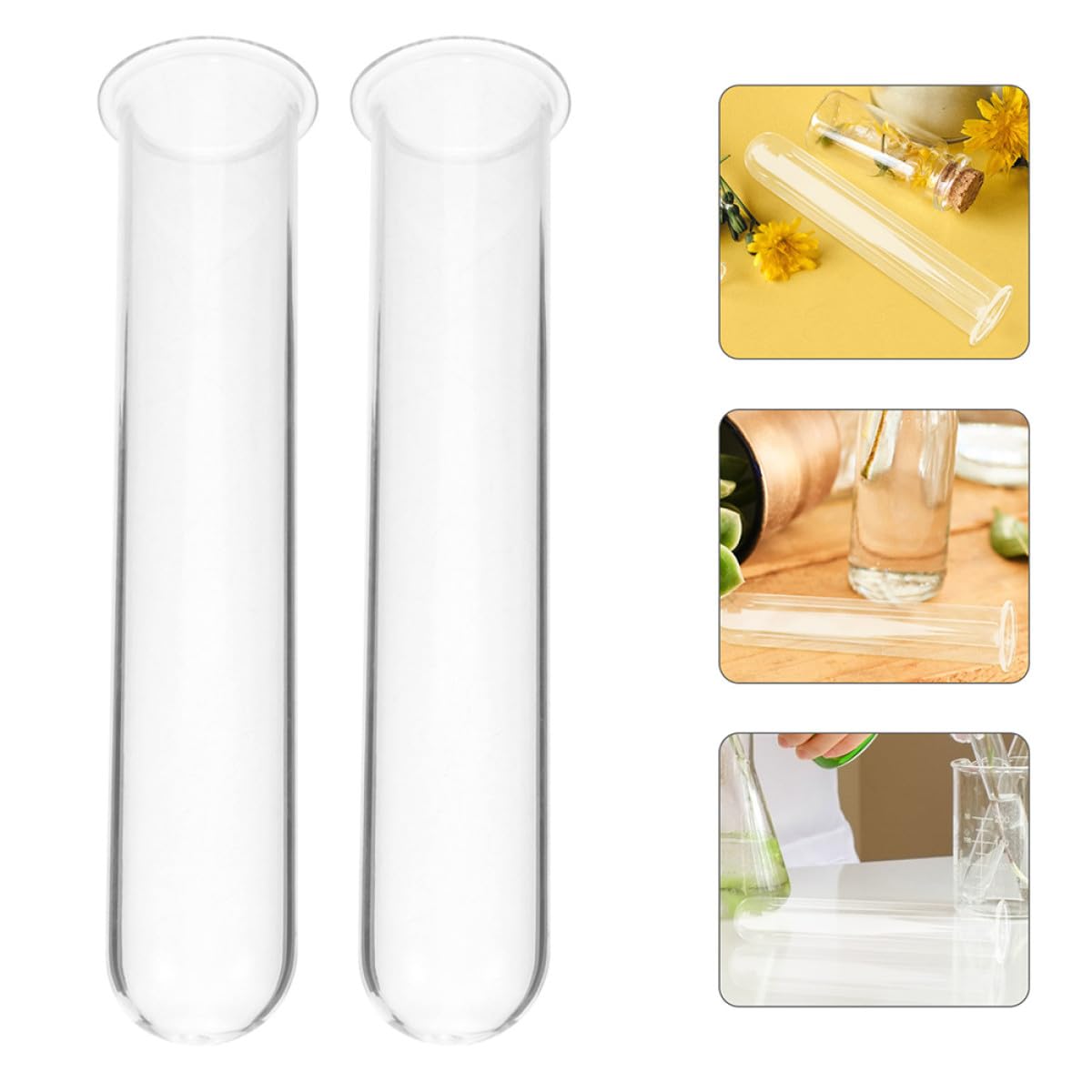 BUTIFULSIC 4pcs Glass Test Tube Hydroponic Vases for Plant Propagation, Small Glass Containers for Desk Terrarium and Flower Display, 2.5x3x18cm