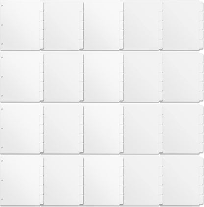 3 Ring Binder Dividers with 5 Tabs, Write & Erase Plastic Binder Dividers Durable 3 Hole Punch Dividers Letter-Size 1/5 Cut Big Tabs Dividers, 20 Set, 100 Dividers Total