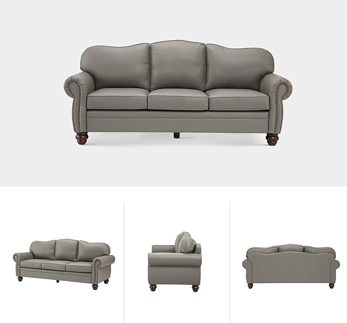 81" Genuine Leather Sofa, Classic 3-Seater Couchs