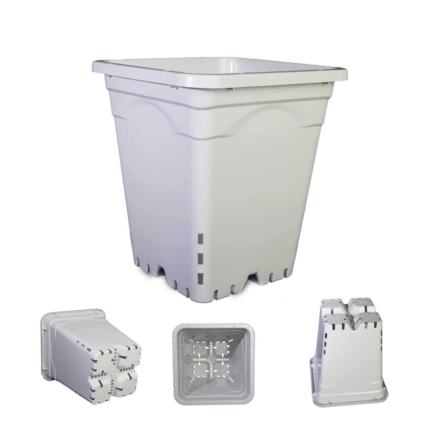 Gyfofix HG7X7SW 7"x7" Square White Pot, 9" Tall Pack of 5