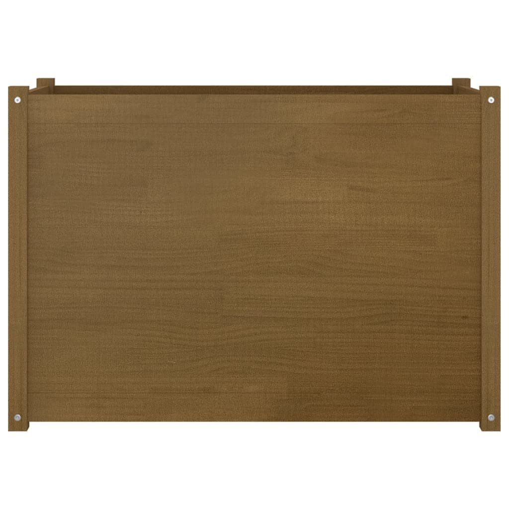 Foknhdi Honey Brown Large 39.4 x 39.4 x 27.6 in Solid Pine Garden Planter Box Raised Square Outdoor Wood Bed for Patio Balcony Backyard Vegetables Flowers