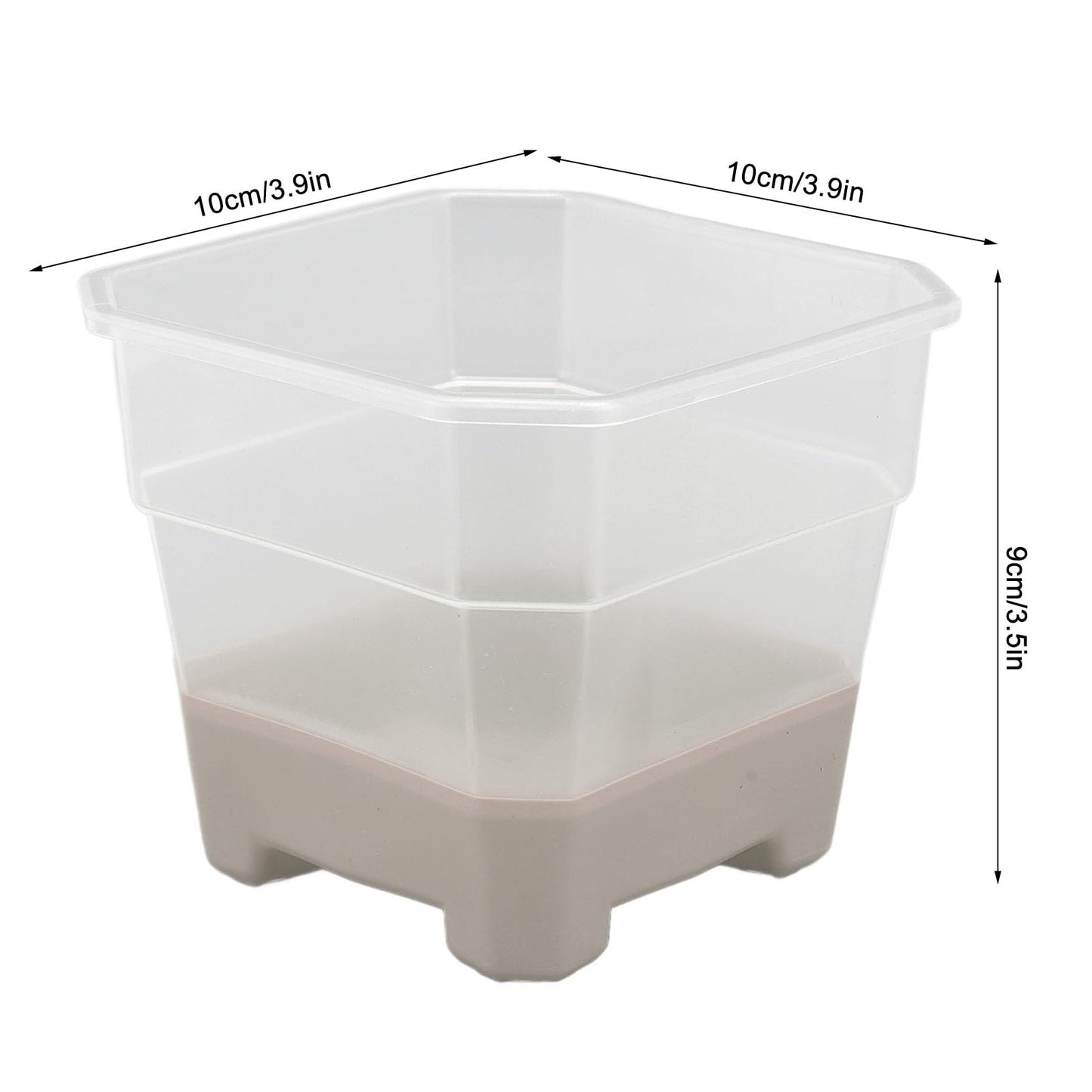 KELFEEAO 20PCS Clear Nursery Pots, 4in Plastic Silicone Seedling Plant Pot with Drainage Holes Square Flower Plant Seed Pot for Vegetables, Indoor Outdoor Use (Gray)