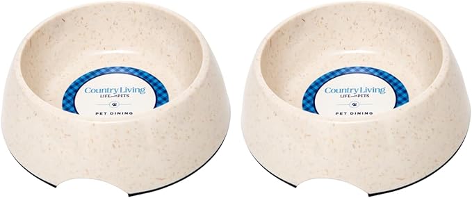 Country Living Set of 2 White Swan Bamboo Dog Bowls (32oz) – Naturally Sourced Bamboo Design, Non-Toxic, Durable, Dishwasher & Microwave Safe and Pet-Safe Feeding Dish, Ideal for Medium to Large Dogs