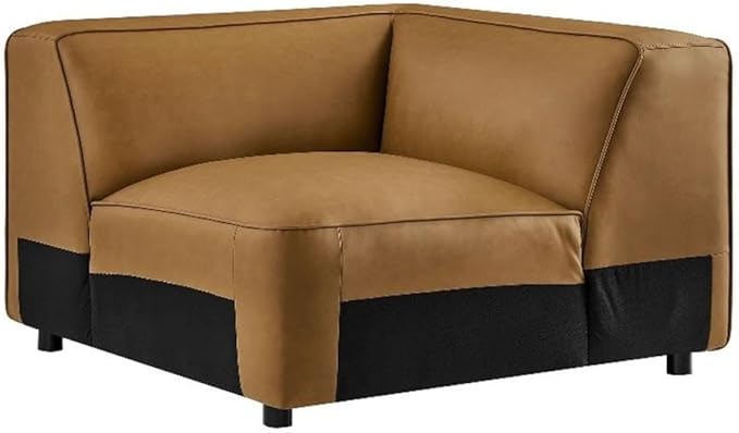 Modway Auren Vegan Leather Corner Modular Chair in Camel