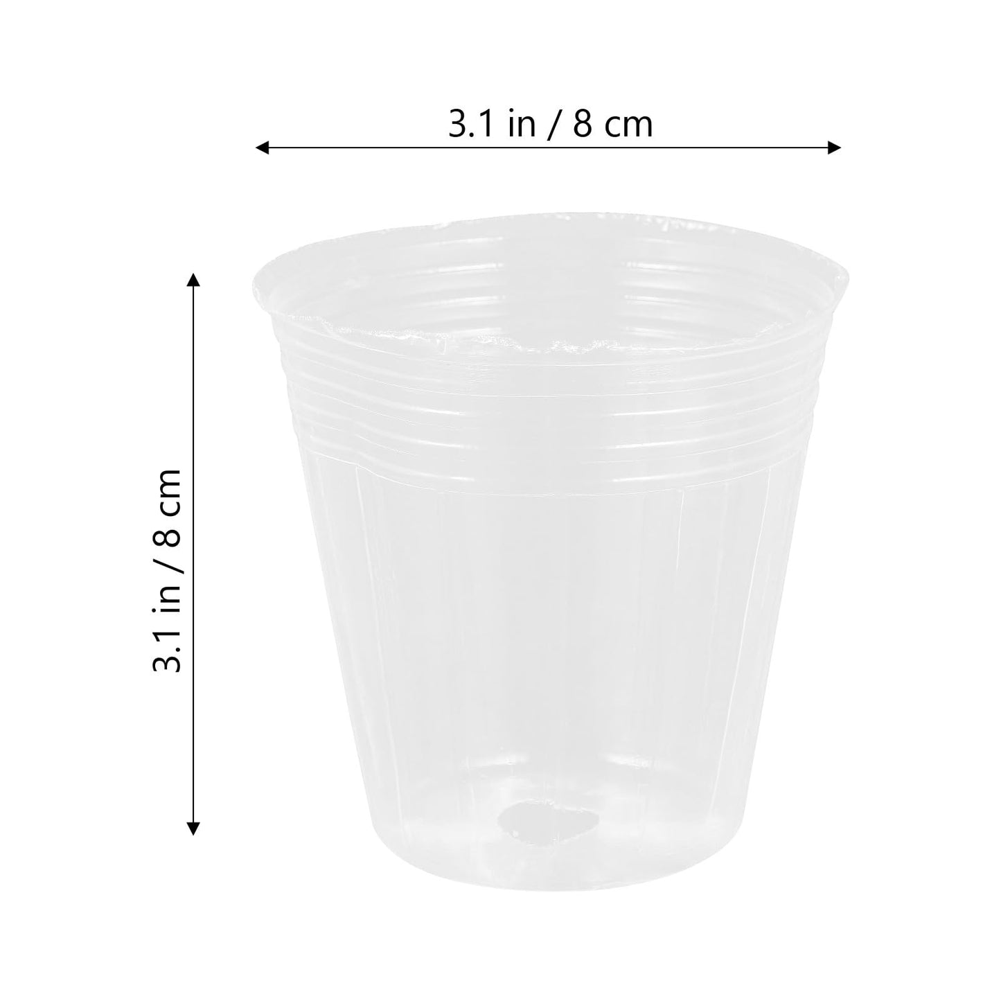 KALLORY 50Pcs Clear Plastic Nursery Pots with Drainage 3.14 Inch Transparent Seedling Cups for Succulents Orchids and Small Plants Indoor Outdoor Garden Use