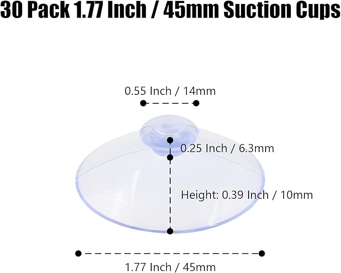 30 Pack Glass Table Suction Cups - 45mm Rubber Suckers
