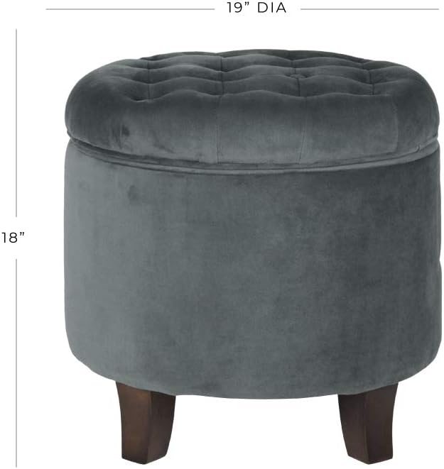 Homepop Home Decor | Upholstered Round Velvet Tufted Foot Rest Ottoman | Ottoman