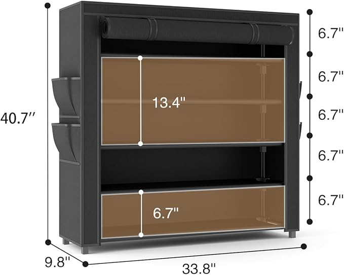 LANTEFUL Shoe Rack with Covers 5 Tier Tall Shoe Rack Organizer Large Capacity