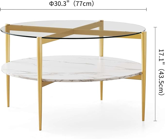 LumFurn Round Coffee Table for Living Room, Mid-Century Modern Design, D30 x H17