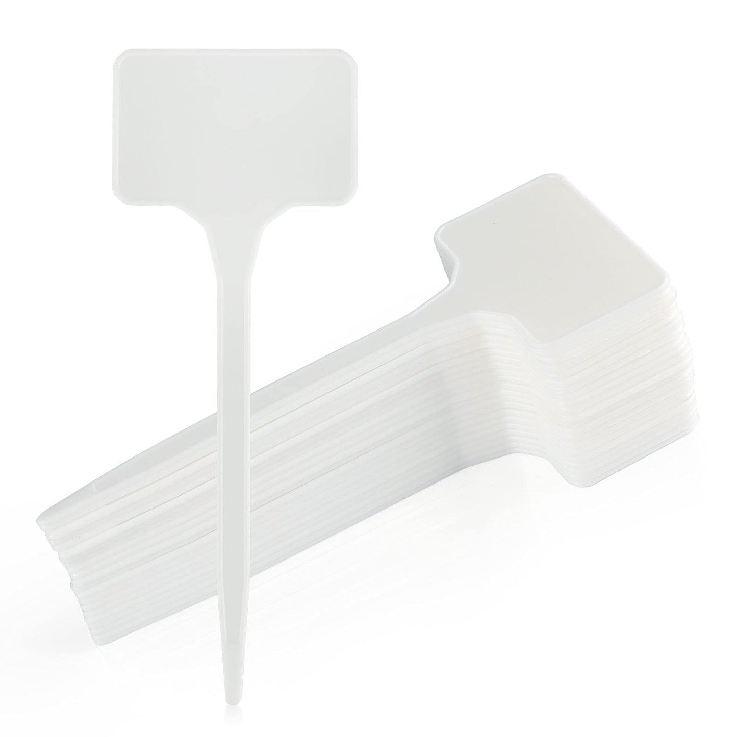 KINGLAKE GARDEN Large Plastic Plant Labels 6 Inch 50 Pack White Sturdy Extra Large T-Style Plastic Plant Labels for Flower beds,Plant pots