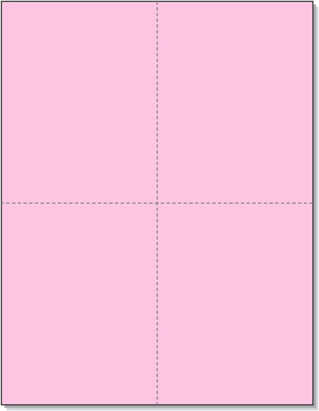 NextDayLabels 8-1/2" x 11" Laser/Inkjet Postcards 4 Per Page, (4-1/4" x 5-1/2" Each Card | Pink, 1000 Cards)