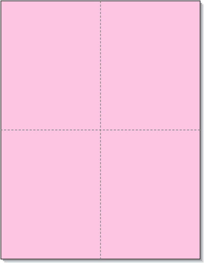 NextDayLabels 8-1/2" x 11" Laser/Inkjet Postcards 4 Per Page, (4-1/4" x 5-1/2" Each Card | Pink, 1000 Cards)