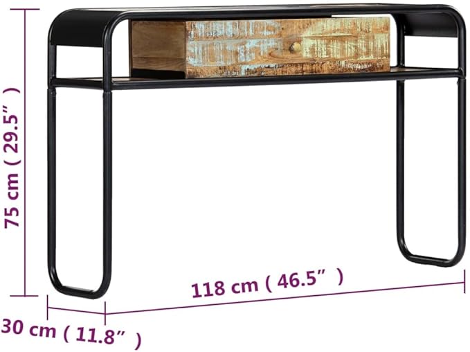 Console Table 46.5"x11.8"x29.5" Solid Reclaimed Wood End Table End Tables