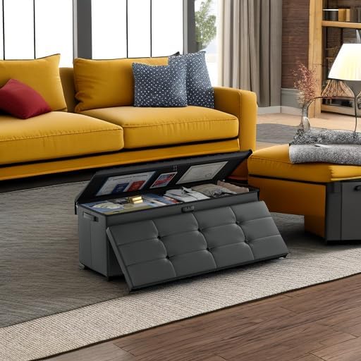DocSafe Storage Ottoman Bench, Fireproof＆Waterproof Folding Bench