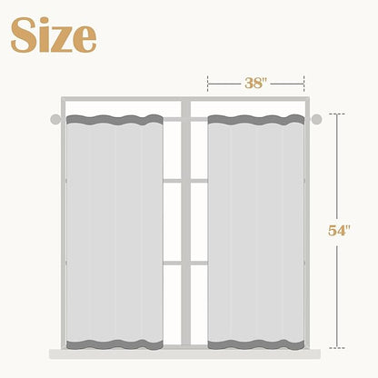 jinchan Striped Linen Kitchen Curtains 54 Inches Short Curtains Farmhouse Modern Cafe Style Window Treatments Airy Light Filtering Rod Pocket for Living Room Bathroom 2 Panels Charcoal Grey