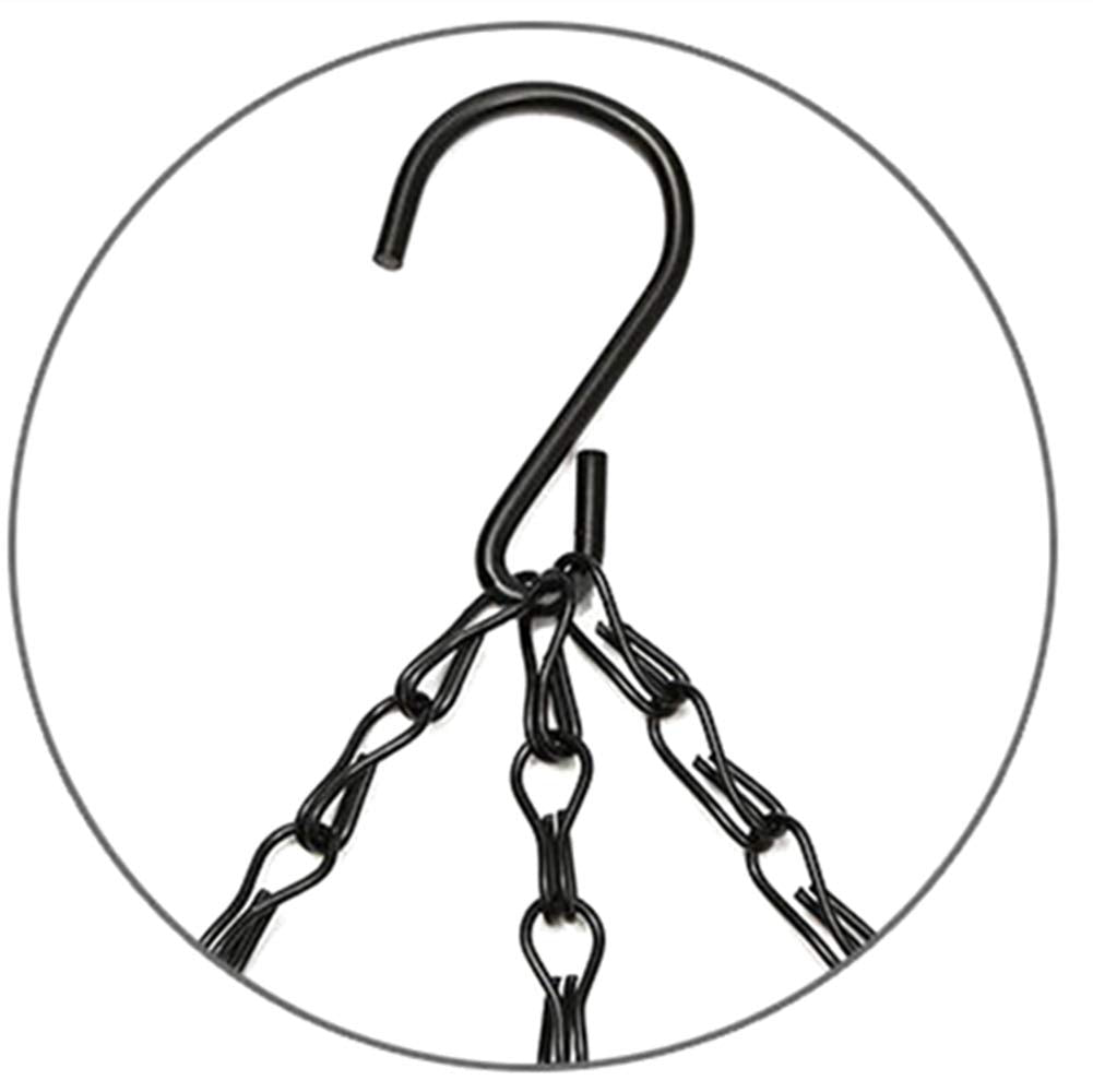 WINCSPACE Black Hanging Basket Chains 3 Leads Flower Plant Pot Replacement Chain with Hooks Hanger for Bird Feeders, Planters, Lanterns and Ornaments 5 Pack Choose Length (20inch)