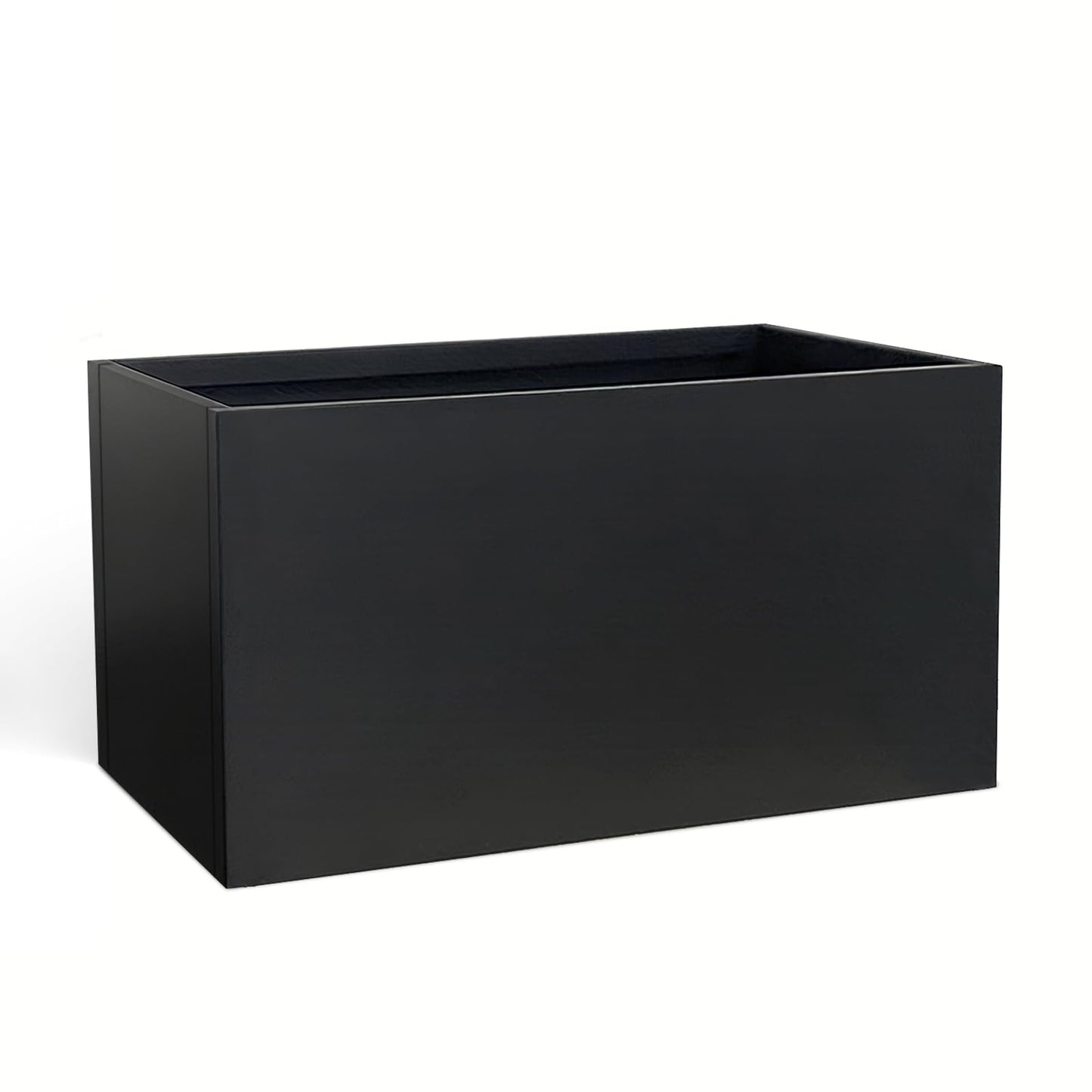 GZLVSOW Galvanized Steel Planter Black Metal Outdoor Planter 32" L x 12" W x 16" H Metal Heavy Planters Box Indoor & Outdoor, Commercial & Residential (32 x 12 x 16,Black)