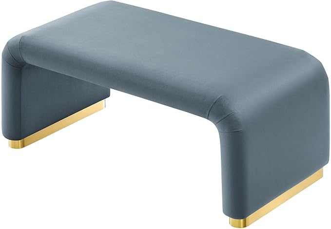 Modway EEI-6735-BRA-CAB Koda Performance Velvet Waterfall Ottoman, Brass Cadet