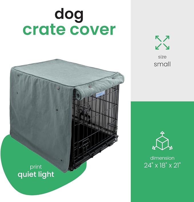 Molly Mutt Quiet Light Dog Crate Cover, GOTS-Certified 100% Organic Cotton Canvas Cover for Dog or Puppy Kennel and Cage, Washable, Free of Harmful Chemicals, Small, Fits 24"x18"x21" Crate