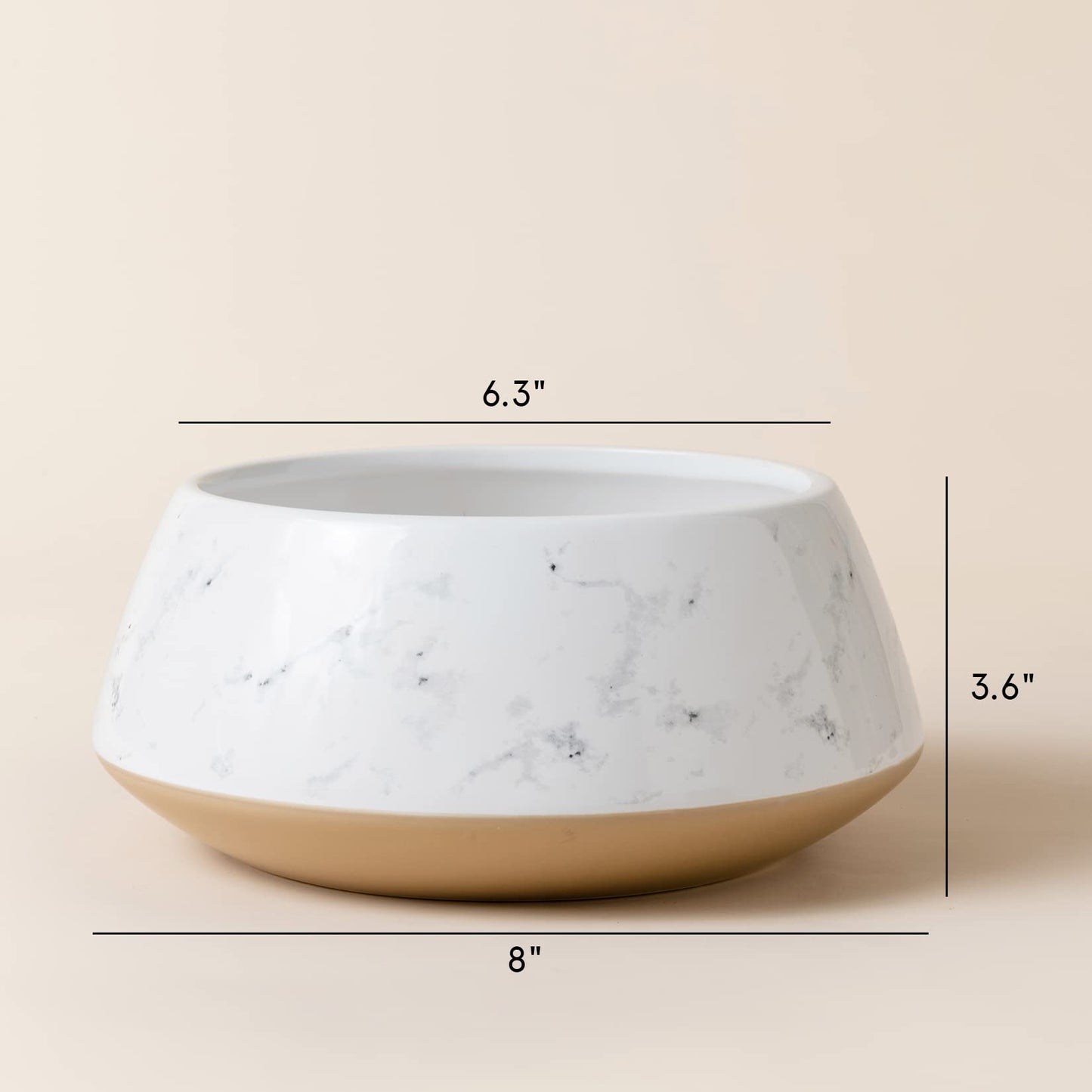 La Jolie Muse Large Succulent Planter Plant Pots, Ceramic Indoor Outdoor Garden Pot W/ Drainage for Plant Flower, 8 Inch, Splash Ink & Sandy Beige