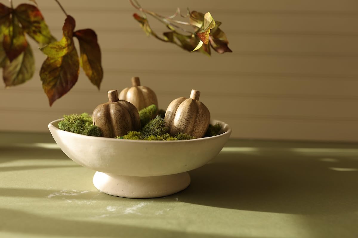 Foreside Home and Garden Pumpkin Deco Baubles Figurines with Bag Set of 3 Beige