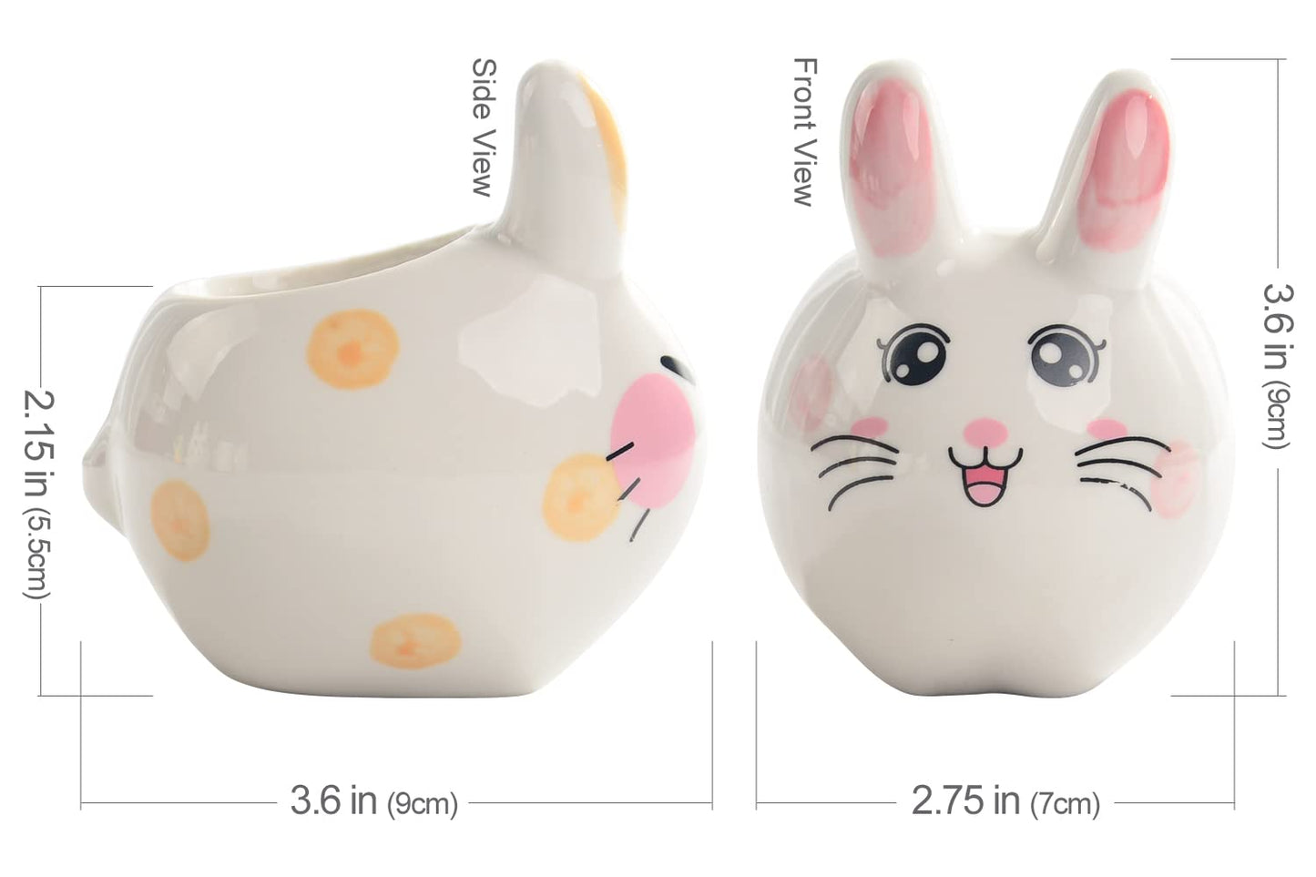 3.6 inch Mini Pots for Small Succulant Plant Ceramic Animal Succulent Planter with Drainage and Bamboo Tray for Easter Bunny Rabbit Gift Lovers (Cute Bunnies)