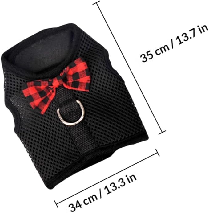 Pet Harness Vest Type Breathable Mesh Chest Strap, Black L Size (35-40cm Chest Girth) for Rabbits, Guinea Pigs, Squirrels Small Animals