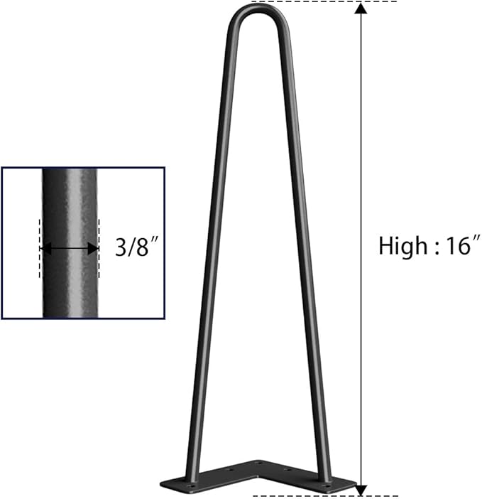 SMARTSTANDARD 16" Hairpin Furniture Legs, Metal Home DIY Projects