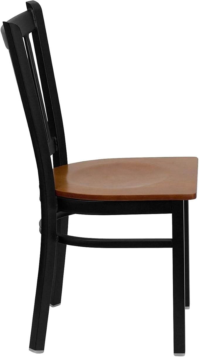 Flash Furniture HERCULES Series Black Vertical Back Metal Restaurant Chair