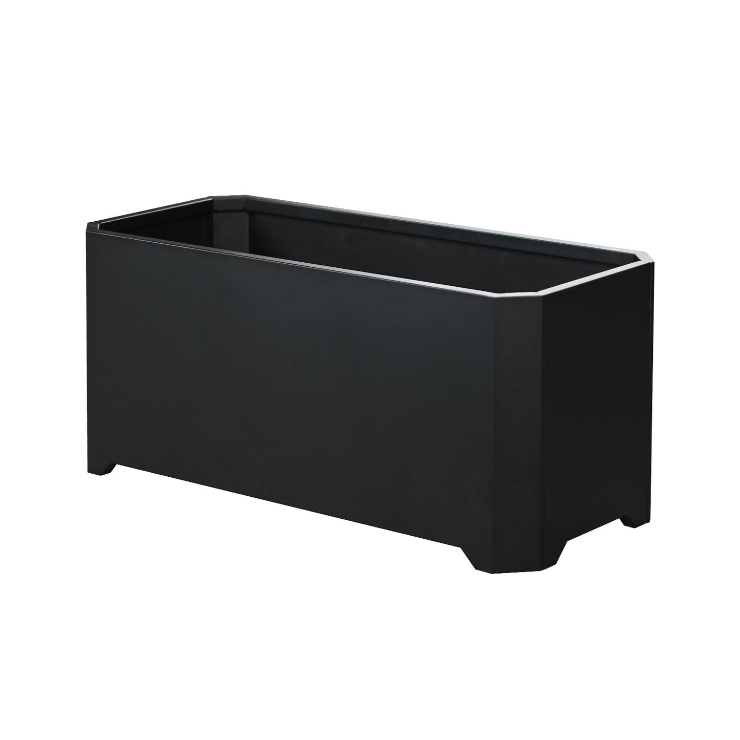 GJWCVL Steel Planter Box-32"x15"x15"-Rectangular Planters for Outdoor Plants, Black Matel Planter Box Raised Support Feet for Patio, Deck, Garden, Yard, Drain Holes, Easy Assembly