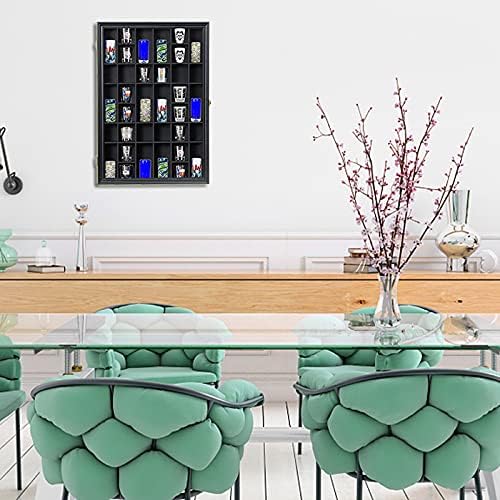 Shot Glass Display Case Wooden Cabinet Rack Holder Wall Mounted Black Shadow