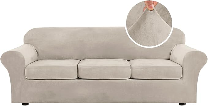 H.VERSAILTEX High Stretch Sofa Slipcover 4 Piece Cover Velvet Furniture