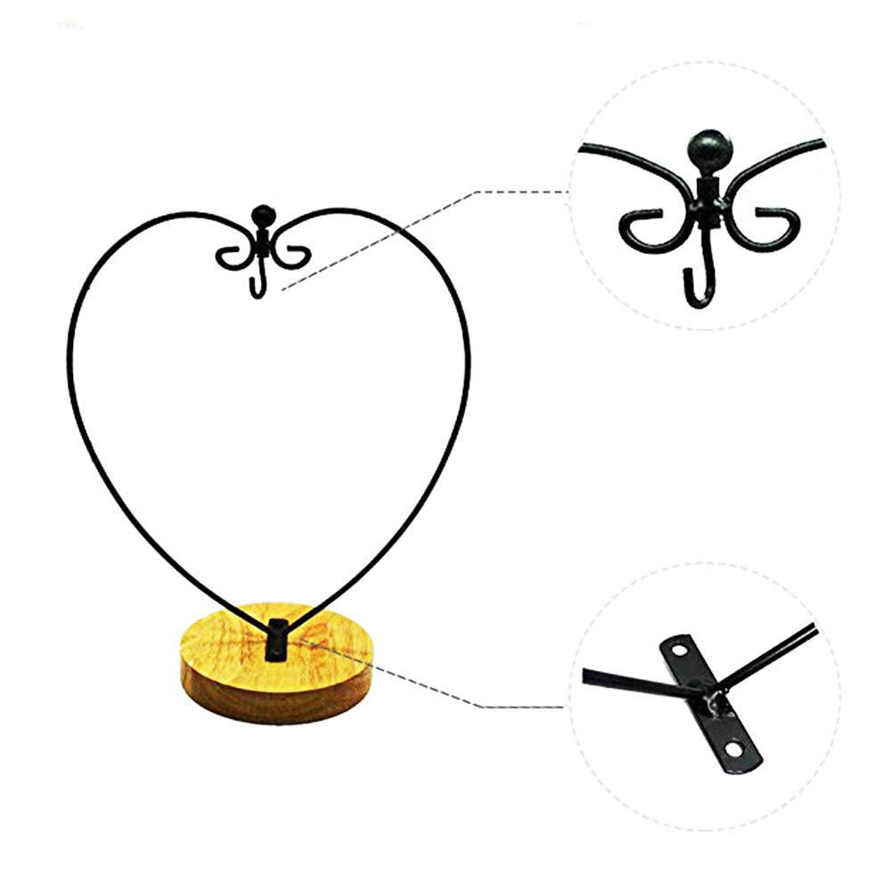 WAJJ Ornament Display Stand for Hanging Glass Terrarium Wood Base Creative Decoration for Home Garden Wedding Party Festival (Heart)