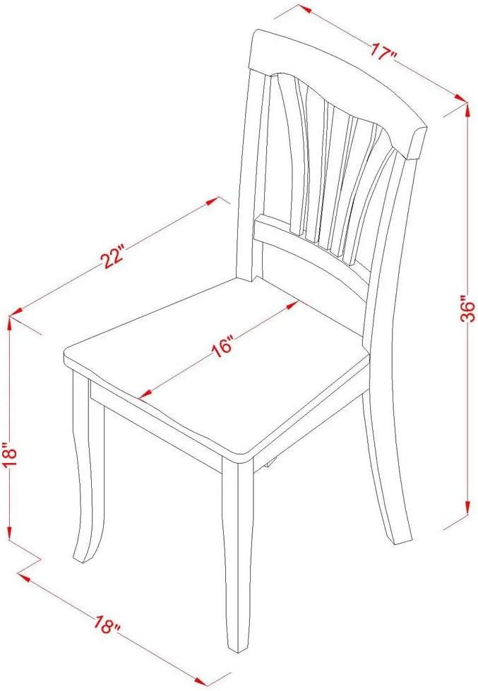 East West Furniture AVC-BLK-W Avon Dining Room Chairs