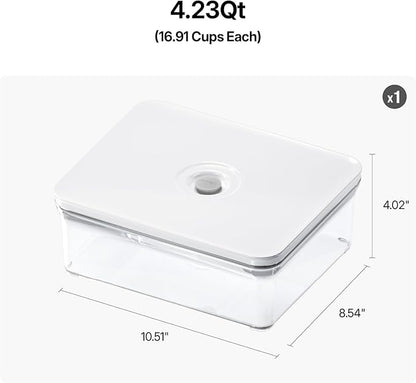 VAKUEN Premium Airtight Food Storage Containers, 4L(4.10qt) Smart One-Click Seal Lid, Patented Double Silicone Lining, 100% Leak Proof, BPA-FREE (Large Container 4.0)