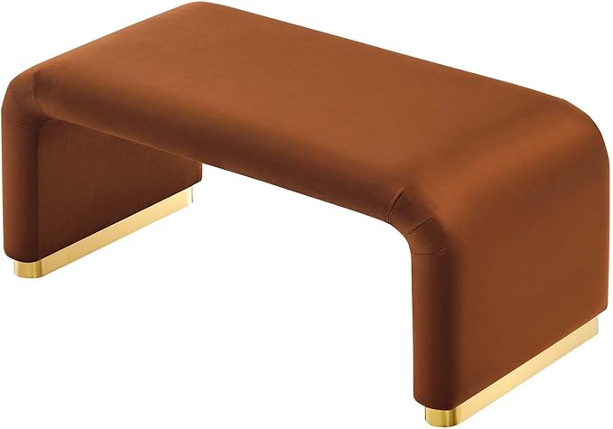 Modway EEI-6735-BRA-RUS Koda Performance Velvet Waterfall Ottoman, Brass Rust