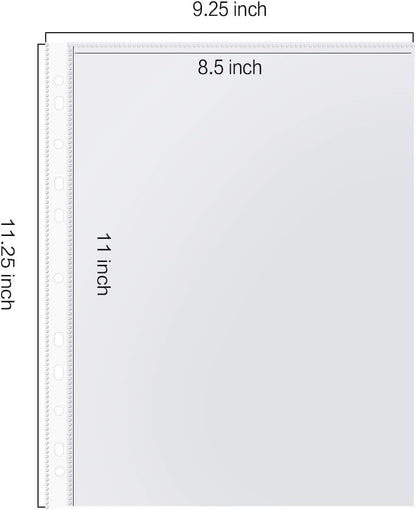 Sheet Protectors, PANDRI 400 Pack Clear Heavy Duty Plastic Page Protectors Sheet Reinforced 11-Hole Fit for 3 Ring Binder Fits Standard 8.5 x 11 Paper, 9.25 x 11.25 Top Loaded, Excluding Acid