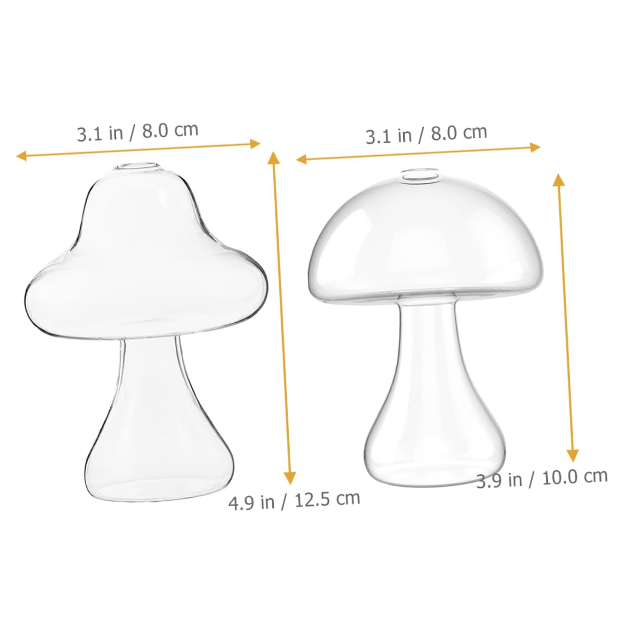 BESPORTBLE 2pcs Glass Mushroom Flower Vases Hydroponic Plant Terrariums Decorative Floral Containers for Home Office Living Bedroom Kitchen