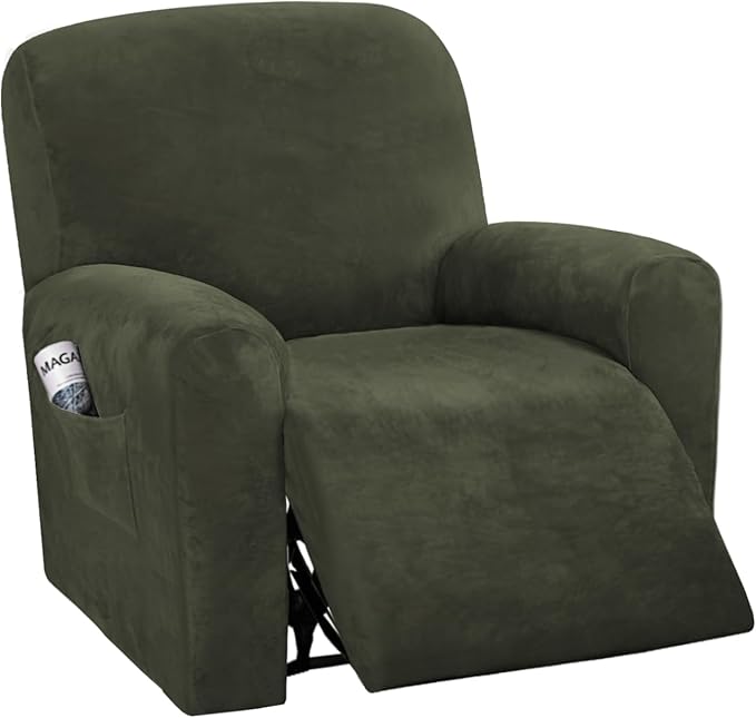 H.VERSAILTEX Velvet Stretch Recliner Couch Covers 4-Pieces Style Recliner Chair