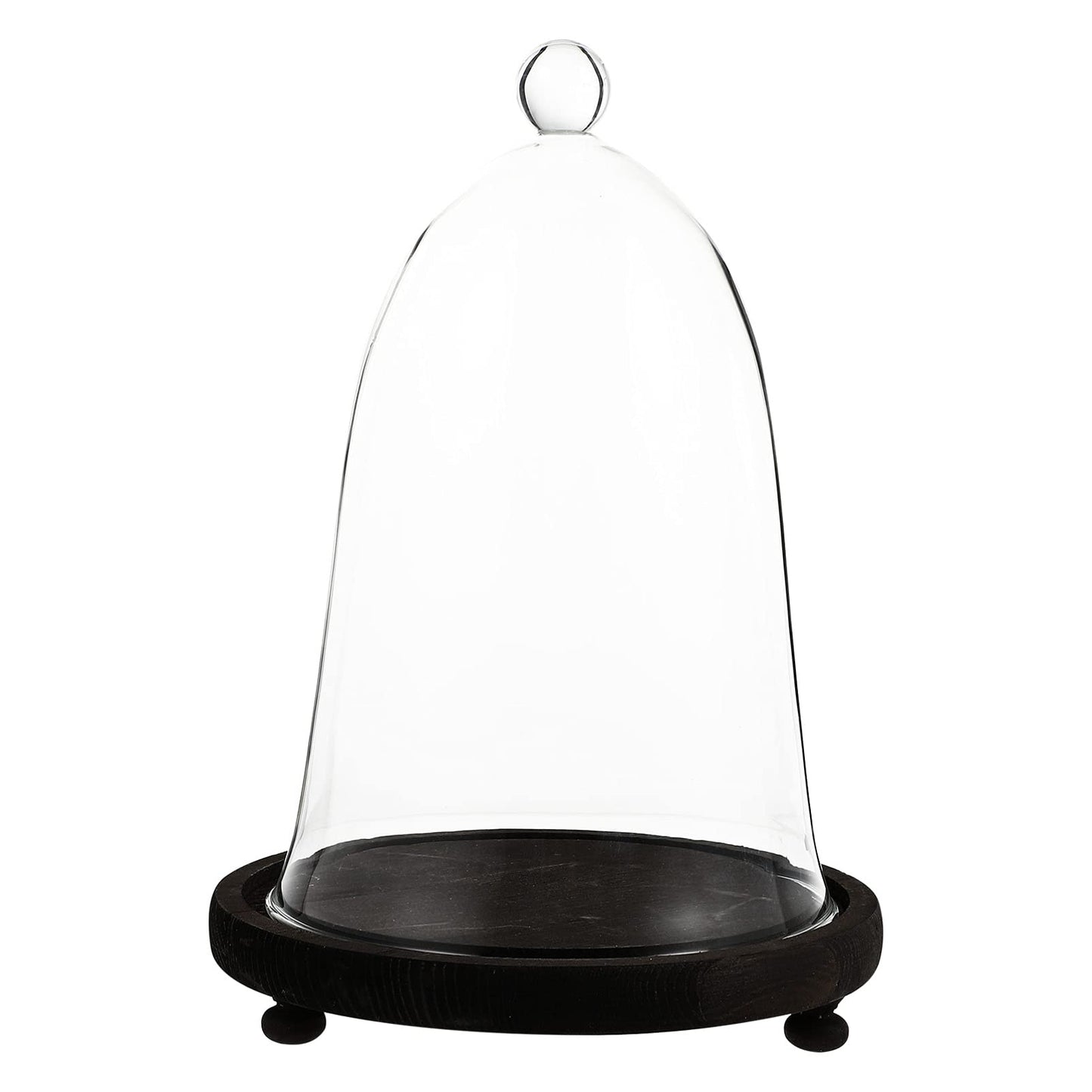 EXCEART Immortal Flower Glass Cover with Brown Wooden Base - DIY Terrarium Container for Home Decor Flower Display and Garden Cloche