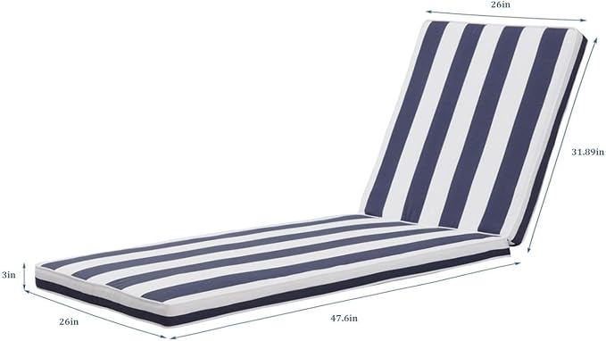 Only choice Chaise Lounge Cushions Outdoor, Fade & Water Resistant Patio Lounge